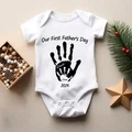 Personalized Our First Father’s Day Handprint Baby T-Shirt Gift for Baby - image 4