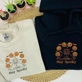 Dancing Skeletons Sweatshirt, Halloween Crewneck Embroidered - image 12