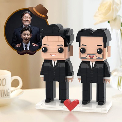 Creative Father's Day Gifts Full Custom 2 People Brick Figures Custom Brick Figures Small Particle Block Toy