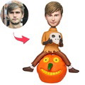 Halloween Gift Pumpkin Boy Custom Bobblehead with Engraved Text - image 1