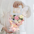Crochet Flowers Bouquet Handmade Knitted Bouquet with Light Strip Gift for Teacher Mother Lover Wedding Gift - image 3