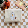 Custom Ghost Drinking Embroidered Sweatshirt - image 6