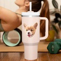 Custom Face 40oz Insulated Mug with Handle and Straw Stainless Steel Custom Travel Cup Gift for Family Friends Couples - image 3