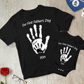 Personalized Our First Father’s Day Handprint Father T-Shirt Gift for Dad - image 5