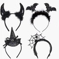 4 Pcs Halloween Headbands Devil Bat Headbands for Halloween Party Supply Cosplay Decoration - image 1
