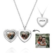 Custom Heart Shaped Photo Locket Necklace with Engraving
