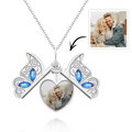 Custom Photo Necklace Butterfly Pendant Locket Necklace Gift for Women - image 3