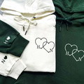 Personalized Embroidery - Double Heart + Letters - Sweatshirt - Hoodie - T-shirt - image 1