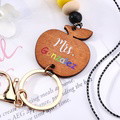 Personalized Wooden Apple Lanyard with Keychain Id Badges Gift for Teachers Back to School Gift - image 8