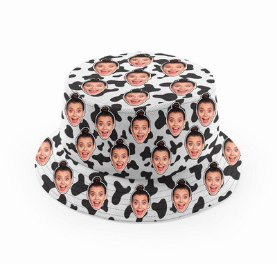 Custom Bucket Hat with Your Face Cow Print Unisex Fisherman Cap for Adult