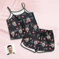 Custom Face Pajamas Suspender Sleepcoat Shorts Lingerie Set Summer Sleepwear - Love - image 1