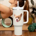Custom Face 40oz Insulated Mug with Handle and Straw Stainless Steel Custom Travel Cup Gift for Family Friends Couples - image 1