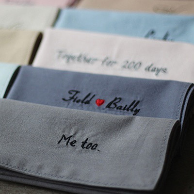 Customized embroidered text handkerchief