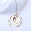 Photo Engraved Necklace Heart In Round Pendant, Family Necklace Rose Gold Plated - Rose Gold - image 3