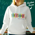 Personalized First Grade Hooded Sweatshirt Teacher Custom Name Hooded Sweatshirt Back to School Gifts - image 3