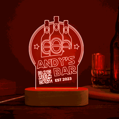 Personalized Qr Code Wine Bottle Night Light 7 Colors Acrylic 3D Lamp Father's Day Gifts