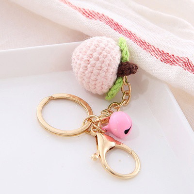 Crochet Fruit Keychain Cute Food Donut Knitted Car Keyring Bag Decorations Gifts for Her