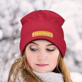 Custom Name Leather Patch Beanie Personalized Adult Winter Hat - image 12