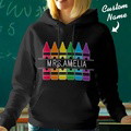 Personalized Crayon Hooded Sweatshirt Teacher Custom Name Hooded Sweatshirt Back to School Gifts - image 1