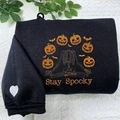 Dancing Skeletons Sweatshirt, Halloween Crewneck Embroidered - image 11