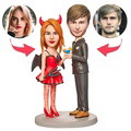 Halloween Gift Demon Couple Custom Bobblehead with Engraved Text - image 1