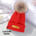 Personalized Leather Patch Beanie Custom Name Newborn Kids Winter Hat - image 9