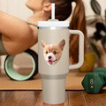 Custom Face 40oz Insulated Mug with Handle and Straw Stainless Steel Custom Travel Cup Gift for Family Friends Couples - image 2
