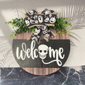 Halloween Welcome Sign for Front Door Wood Farmhouse Wreath Porch Decor Hanging Decoration Gifts - image 2