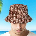 Custom Bucket Hat Unisex Face Mash Bucket Hat Personalize Beach Sports Hat with Pet Face - image 4