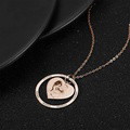 Photo Engraved Necklace Heart In Round Pendant, Family Necklace Rose Gold Plated - Rose Gold - image 4