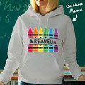Personalized Crayon Hooded Sweatshirt Teacher Custom Name Hooded Sweatshirt Back to School Gifts - image 6