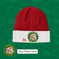 Custom Photo Christmas Beanie Hat Unisex Knitted Hat Winter Warm Hat for Christmas Gift Kissing Under the Mistletoe Hat - image 2