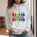 Personalized Crayon Hooded Sweatshirt Teacher Custom Name Hooded Sweatshirt Back to School Gifts - image 10