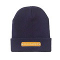 Custom Name Leather Patch Beanie Personalized Adult Winter Hat - image 3