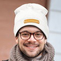 Custom Name Leather Patch Beanie Personalized Adult Winter Hat - image 10