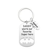 Personalized Superhero Daddy Keychain with Kids Names Gift for Father