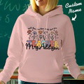 Personalized Wildflower Hooded Sweatshirt Teacher Custom Name Hooded Sweatshirt Back to School Gifts - image 4