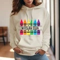 Personalized Crayon Hooded Sweatshirt Teacher Custom Name Hooded Sweatshirt Back to School Gifts - image 9