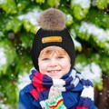 Personalized Leather Patch Beanie Custom Name Newborn Kids Winter Hat - image 12