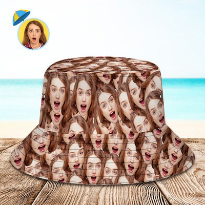 Custom Bucket Hat Unisex Face Mash Bucket Hat Personalize Beach Sports Hat with Pet Face