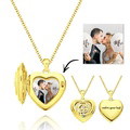 Custom Photo Engraved Necklace Heart Locket Rose Necklace Gift for Women - image 2