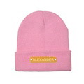 Custom Name Leather Patch Beanie Personalized Adult Winter Hat - image 7