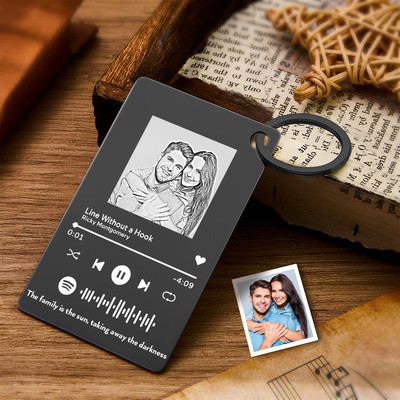 Custom Metal Photo Scannable Spotify Code Keychain Personalized Music Plaque Father's Day Gifts