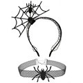 Halloween Black Lace Headbands with Clavicle Choker Necklace Halloween Hair Hoop for Party Supply Cosplay Decoration - image 1