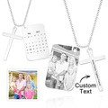 Personalized Photo Calendar Engraved Stainless Steel Cross Necklace Custom Message Pendant Father's Day Gift - image 1