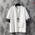 Summer thin loose embroidered linen boutique short sleeve T-shirt - image 1