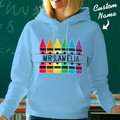 Personalized Crayon Hooded Sweatshirt Teacher Custom Name Hooded Sweatshirt Back to School Gifts - image 5