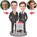 Father and Son in Suits Custom Bobblehead with Engraved Text - image 2
