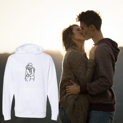 Custom Embroidered Line Drawing Hoodie,Sweatshirt, Anniversary gift, Girlfriend,Boyfriend,Family,Birthday unique gift