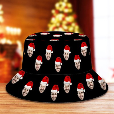 Custom Christmas Bucket Hat Personalized Face Unisex Fisherman Cap